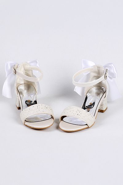 NS Little Glittery and Bow Girls' High Heels, Evening Dress Shoes, New Season