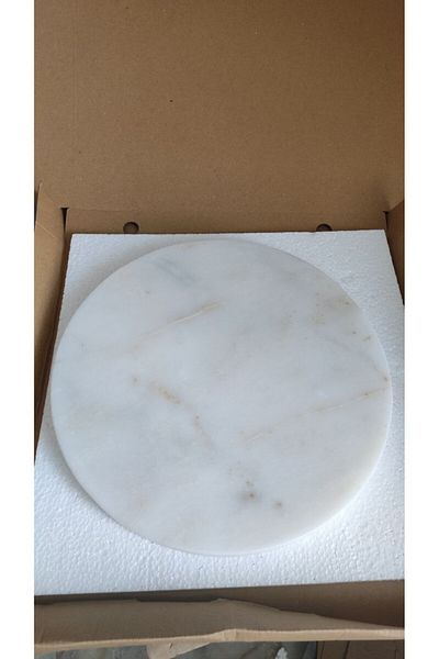 Gemboss Natural Marble Serving Plate, Presentation Tray, Round Decorative Marble