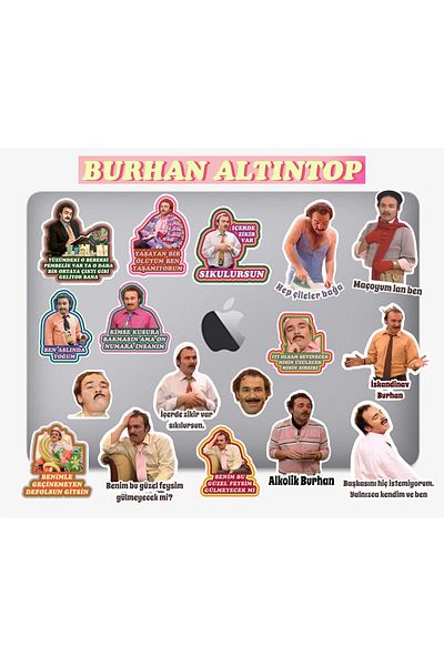 hediyenebak Burhan Altıntop Series 1 Sticker Set |   Laptop Agenda Pc Tablet Phone Notebook Sticker Bullet Journal
