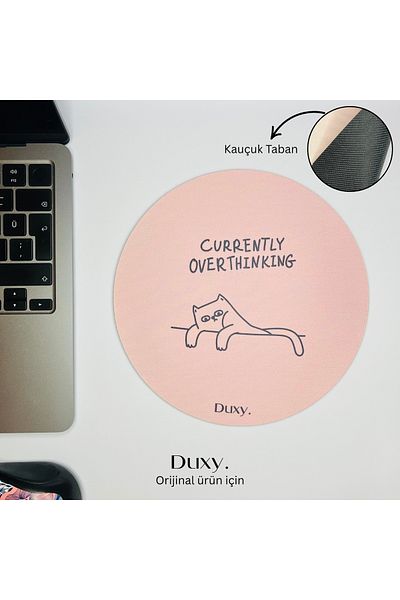 Duxy Cat Rubber Mouse Pad with Spirograph, 19 Cm, Non-Slip Base, Comfortable and Soft Mousepad for Home Office Gaming