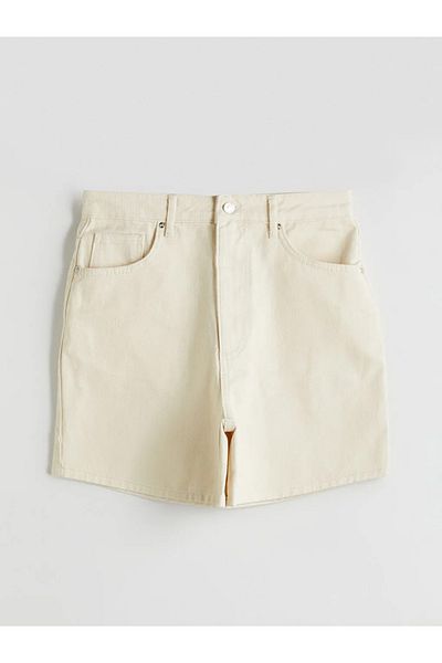 LC Waikiki Xside Beige Mom Fit Women's Jean Shorts