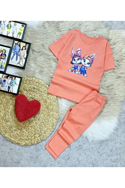 krm kerem bebe New Season Printed Combed Cotton Tights Girl's Suit