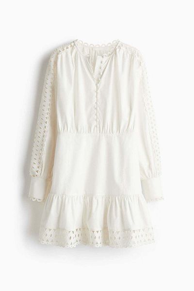 H&M Embroidery-detail Poplin Dress