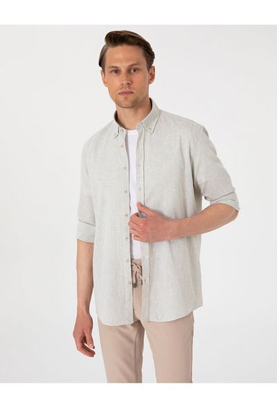 Pierre Cardin Linen Blended Regular Fit Men's Shirt