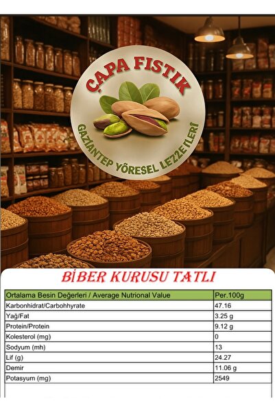 Çapa fıstık gaziantep yöresel lezzetler Patlıcan Kurusu(25 ADET) Biber Kurusu Tatlı (25 ADET)