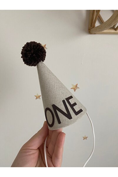 nurdesign Pălărie maro pentru petrecerea de aniversare a 1 ani, cu textul One