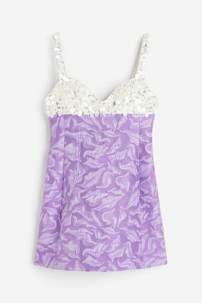 H&M Embellished jacquard-weave mini dress