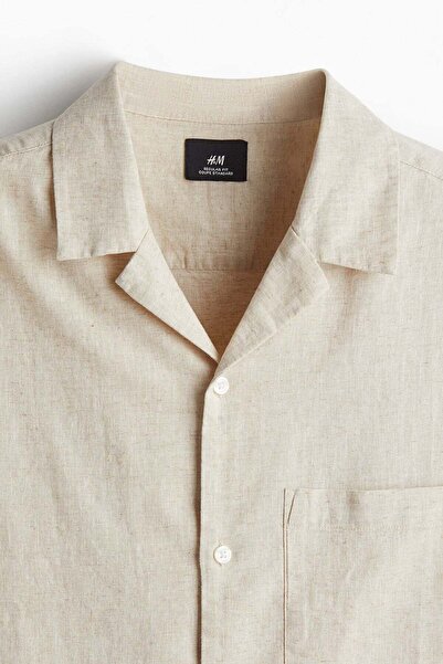 H&M Regular Fit Short-sleeved linen-blend shirt