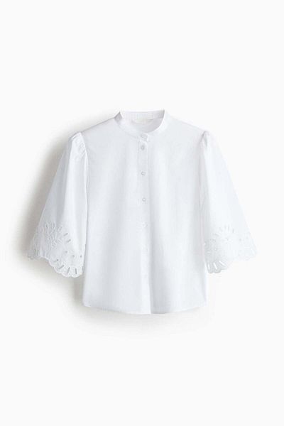 H&M Puff-sleeved cotton blouse