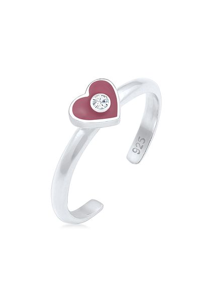 ELLI Ring Kinderherz Emaille mit Kristallen in 925 Sterling Silber