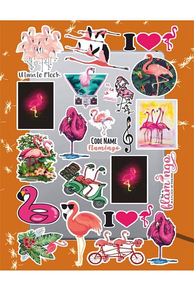 hediyenebak Flamingo Sticker Set |   Laptop Agenda Pc Tablet Phone Notebook Sticker Bullet Journal