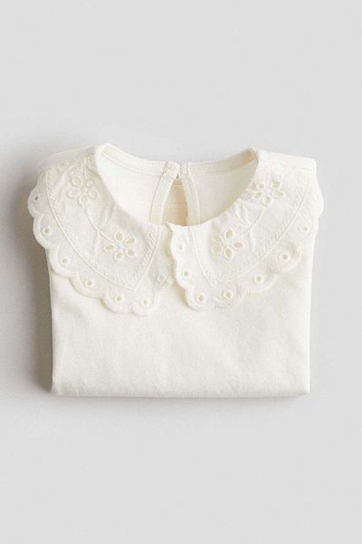 H&M Broderie-anglaise-collared top
