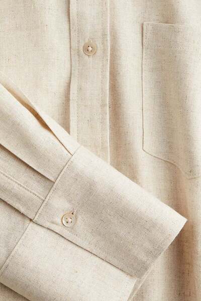 H&M Gathered linen-blend shirt