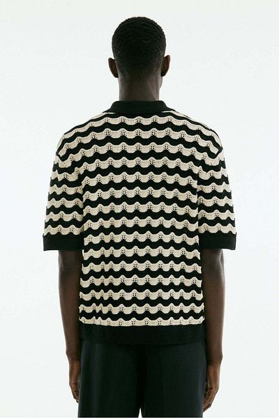 H&M Regular Fit Pointelle-knit polo shirt