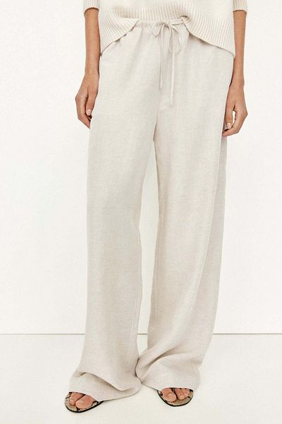 H&M Straight linen-blend trousers