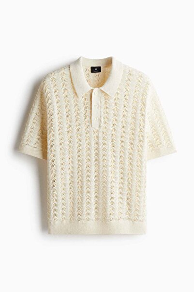 H&M Regular Fit Pointelle-knit polo shirt