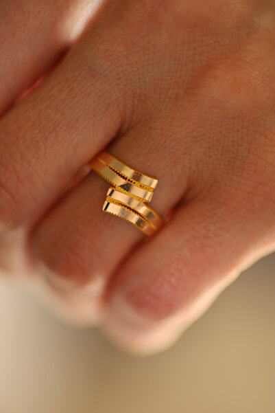 Yenigün Kuyumculuk 14 Ayar Altın Ajda Desenli Çapraz Yüzük