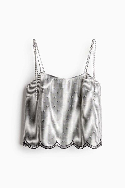 H&M بلوزة مطرزة برباط
