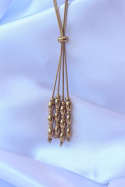 Skygo 316L Steel Gold Color Adjustable Length Dangle Model Necklace - Tj-Bko8885