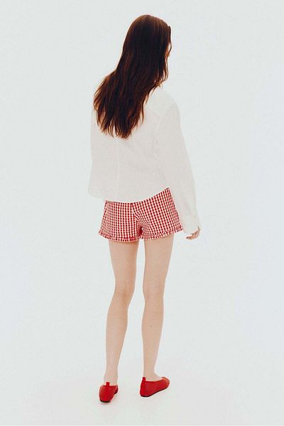 H&M Gathered linen-blend shirt
