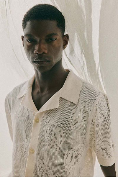 H&M Regular Fit Jacquard-knit Resort Shirt