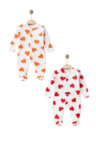 Minytrendy Baby Girl Newborn Romper Heart Pattern Stretchy Snap Romper Hospital Outlet Infant