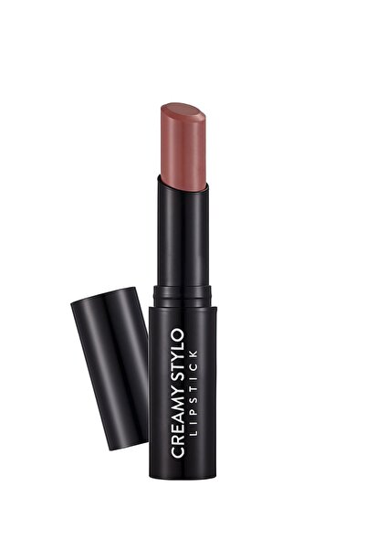 Flormar Stylo Creamy Lipstick, Glossy & Natural - 010 Nude - Black Q White