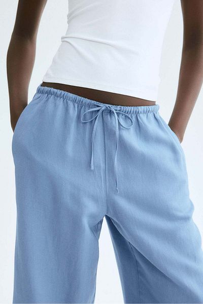 H&M Straight Linen-blend Trousers