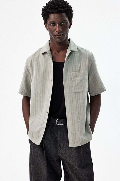 H&M Regular Fit Linen-blend resort shirt