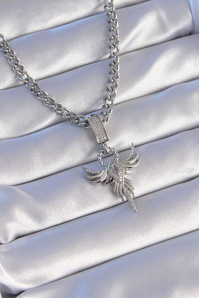 Skygo 316L Steel Silver Color Zircon Stone Phoenix Model Necklace - Tj-Bko8896