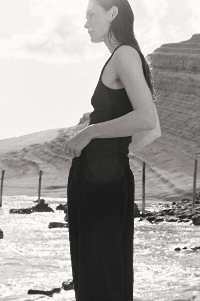 H&M Cropped linen-blend trousers