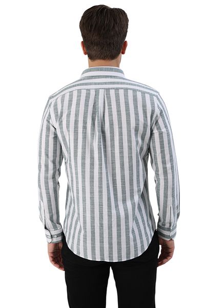 Piola Club Men's Shirt Regular Fit Pocket 100% Cotton Linen Look (Green)