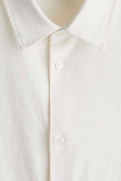 H&M Loose Fit Short-sleeved linen-blend shirt