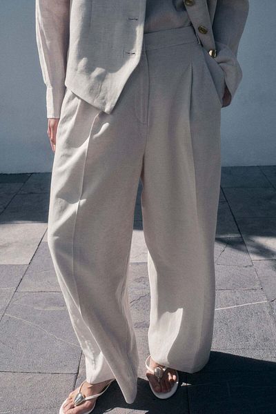H&M Wide linen-blend trousers