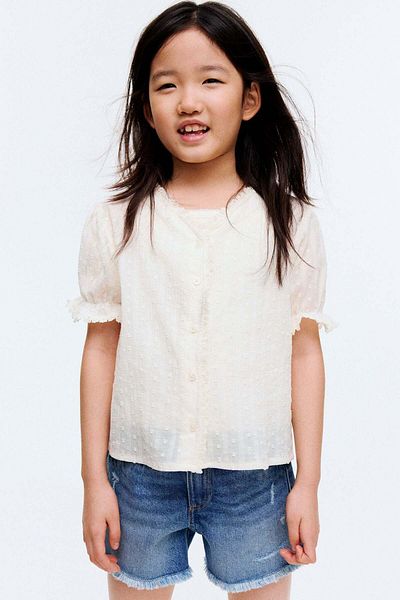 H&M Lace-trimmed Cotton Blouse