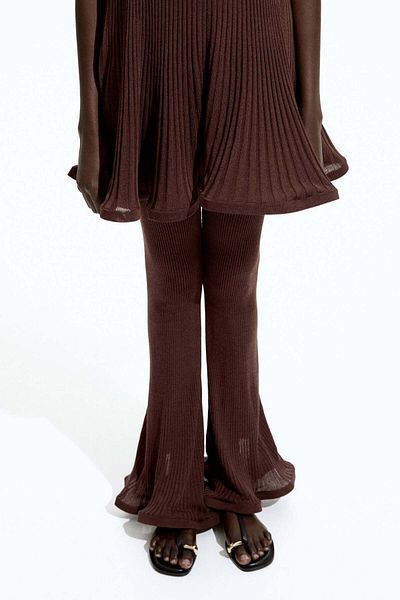 H&M Silk-blend rib-knit trousers