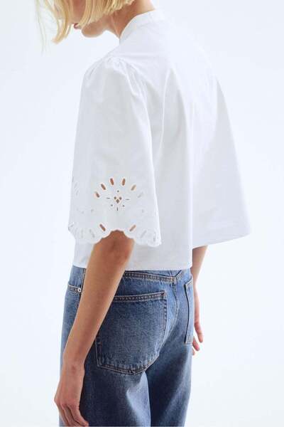 H&M Puff-sleeved cotton blouse
