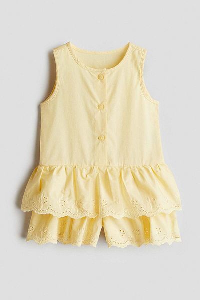 H&M Flounced cotton romper suit