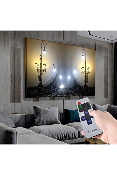 EMYA HOME Led Işıklı Uzaktan Kumandalı Budapeste Köprü Kanvas Tablo
