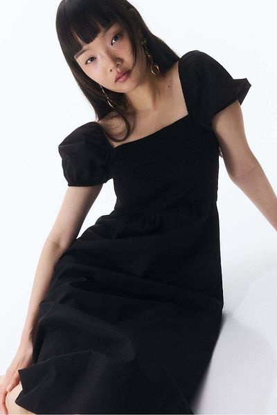 H&M Puff-sleeved cotton dress
