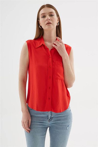 Fashion Friends Sleeveless Red Women's Shirt 25Y0382K1
