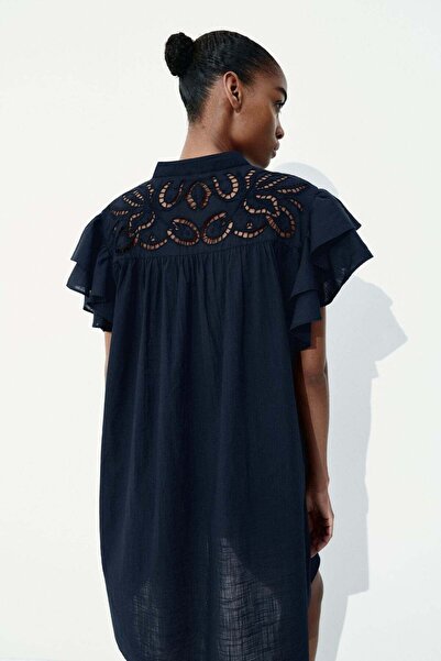 H&M Flutter-sleeve dress with broderie anglaise