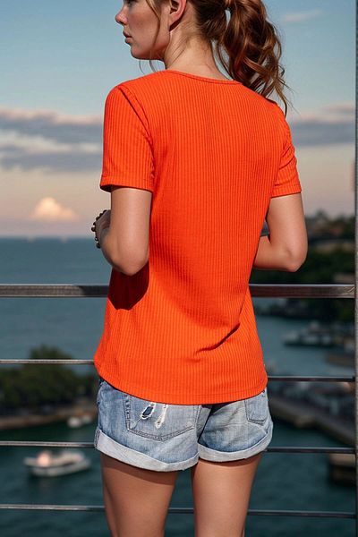 bacc Women's Coral Zippered Basic Blouse Bcbsk-25700-K4023