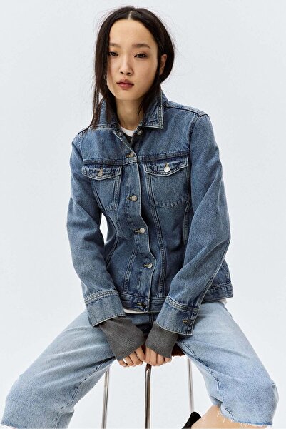 H&M سترة جينز بخصر مدبب