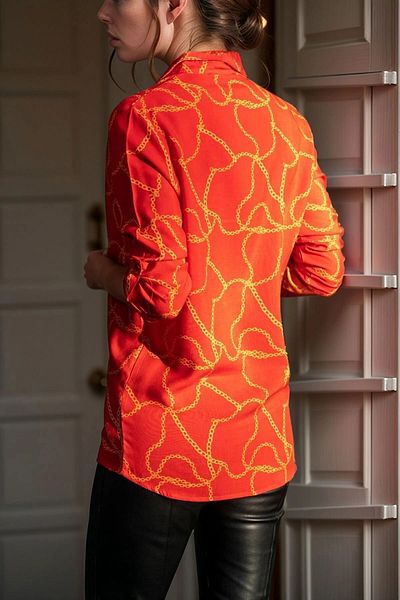 bacc Women's Red Chain Patterned Shirt Bcbsk-25700-H5032