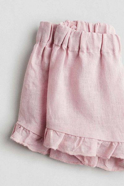 H&M Frilled linen shorts