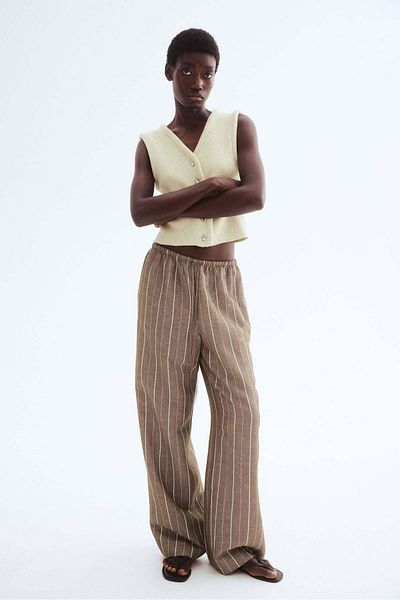 H&M Straight Linen-blend Trousers