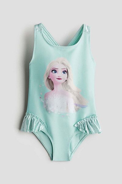 H&M Printed flounce-trimmed swimsuit
