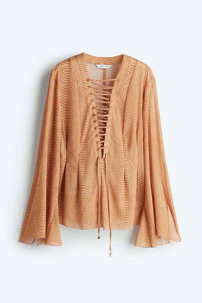 H&M Lacing-detail chiffon blouse