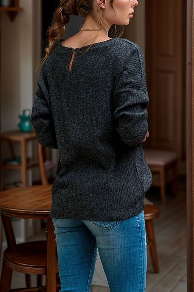 bacc Women's Anthracite Button Detailed Long Sleeve Blouse Bcbsk-25700-K5591